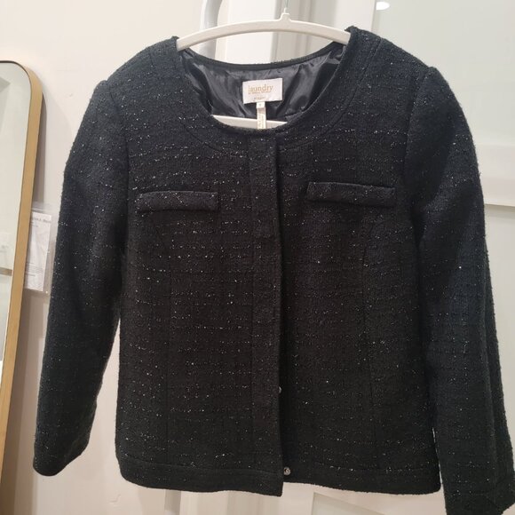 TWEED COLLARLESS JACKET - Picture 1 of 2